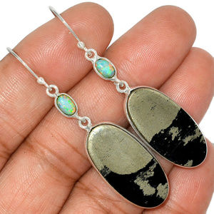 Apache Gold & Solid 925 Silver earrings w/ Opals